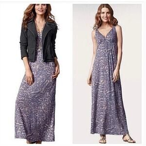 CAbi Women's Abstract Patio Maxi Long Dress Size S Deep V Neck Flowy Sleeveless